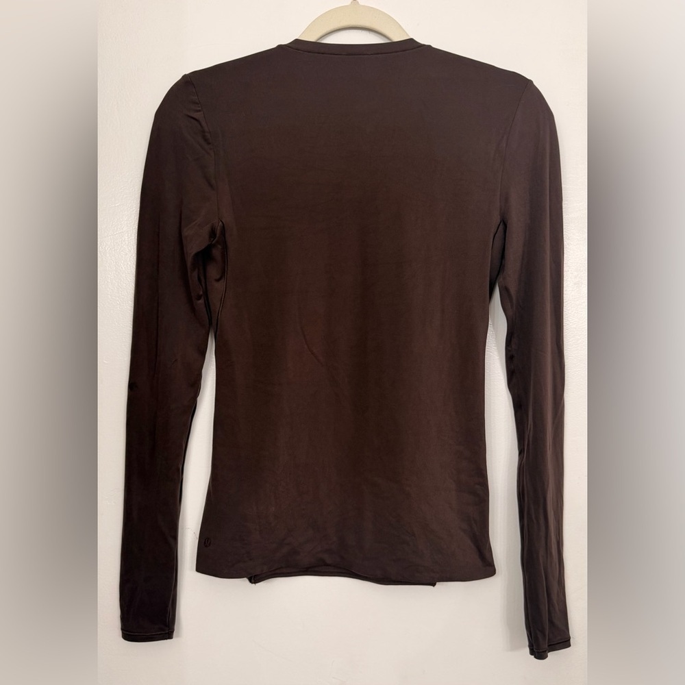 Lululemon Wundermost Ultra Soft Nulu Crewneck Long Sleeve Shirt Brown Size M - Picture 3 of 4